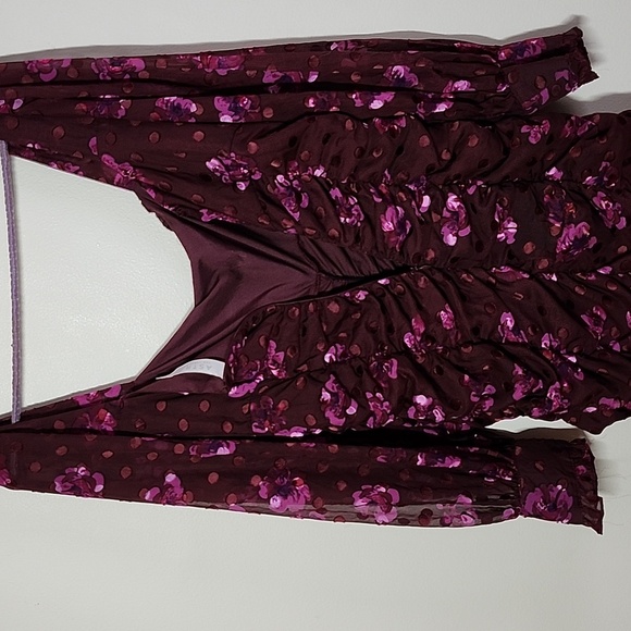 ASTR The Label Rosalee Floral Ruched Burnout Dress Wedding Guest Cocktail Dress - Picture 12 of 12